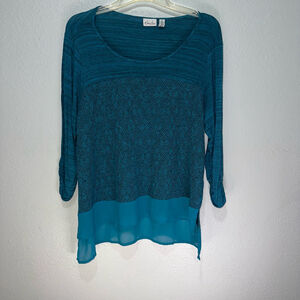 Kim Rogers Women’s Teal Blue Blouse Size 2X